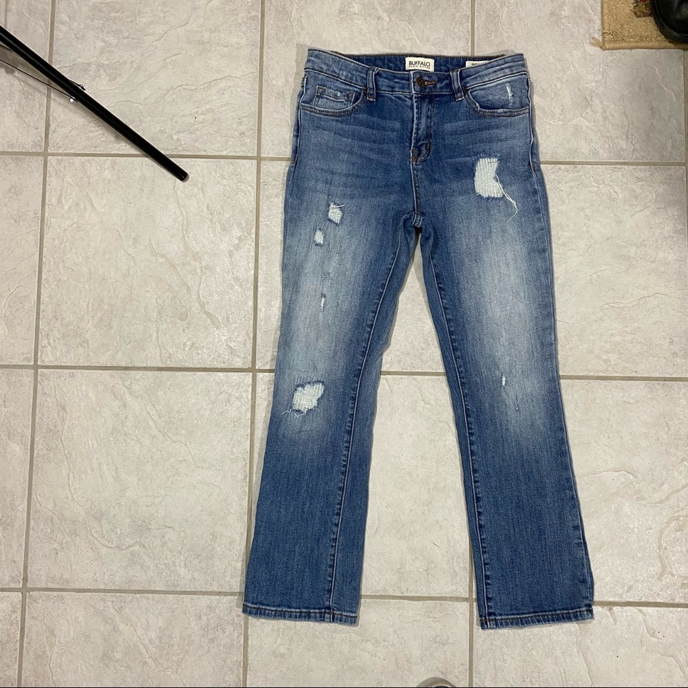 Buffalo David Bitton Flare Jeans Sz 27 Faith Mid Rise Flare Stretch Deni.